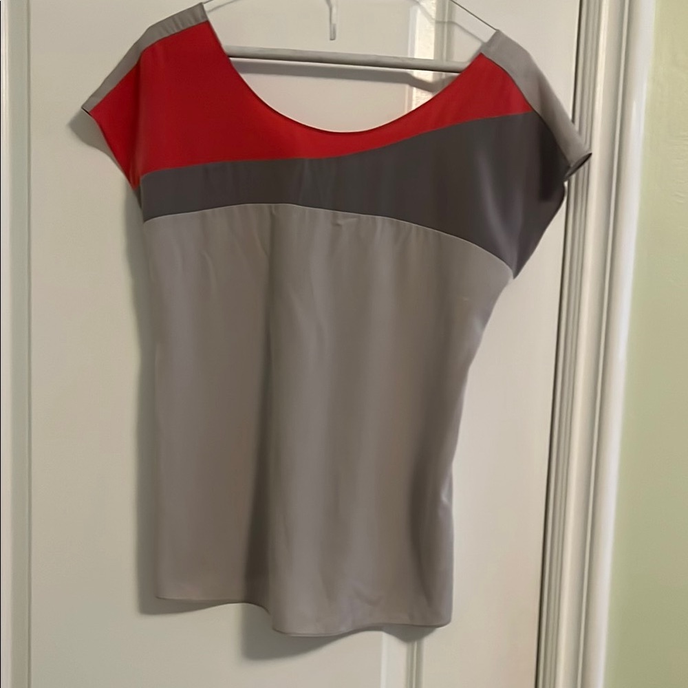 Colorblock Red and Gray Women's Top